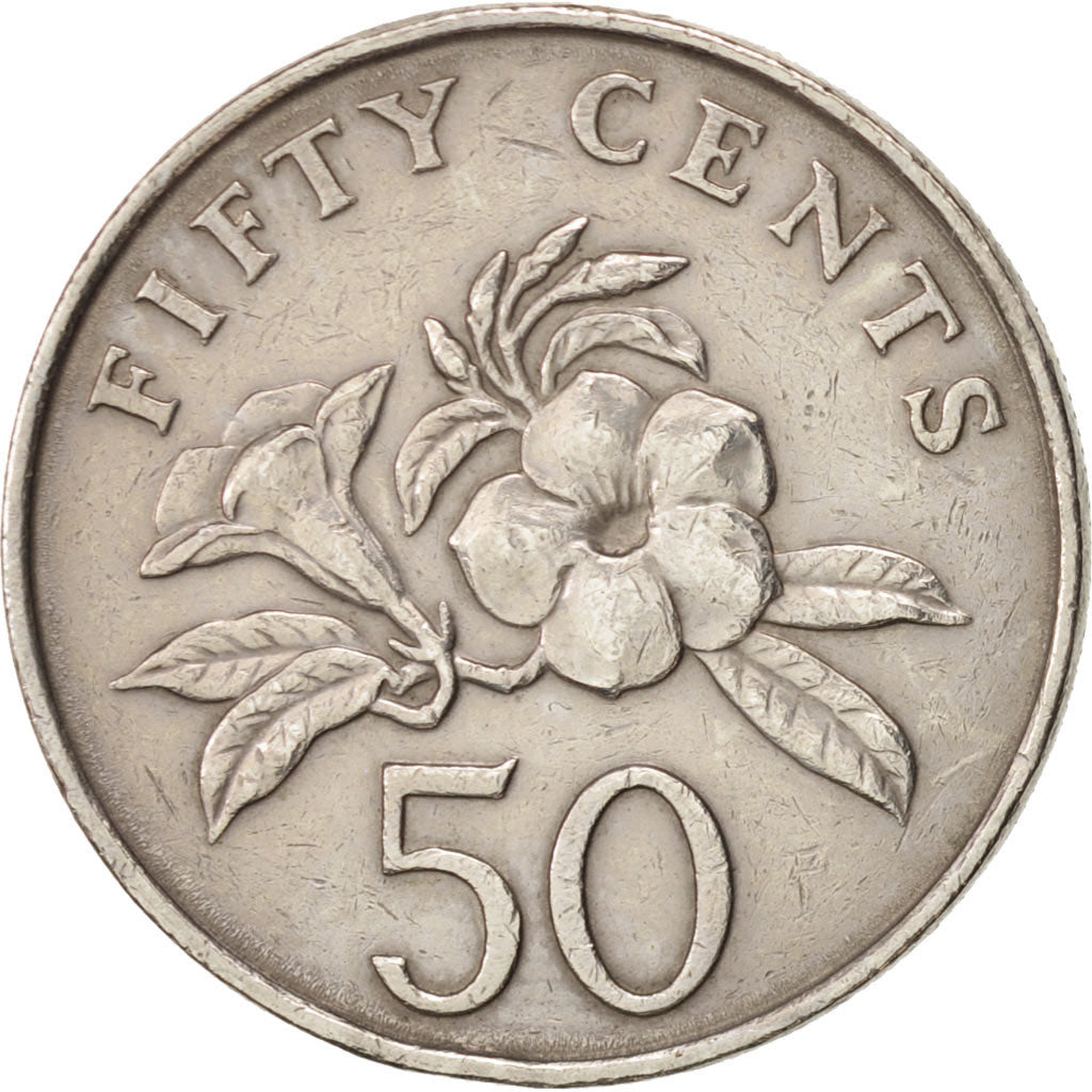 Coin, Singapore, 50 Cents, 1987, British Royal Mint, EF(40-45), Copper-nickel