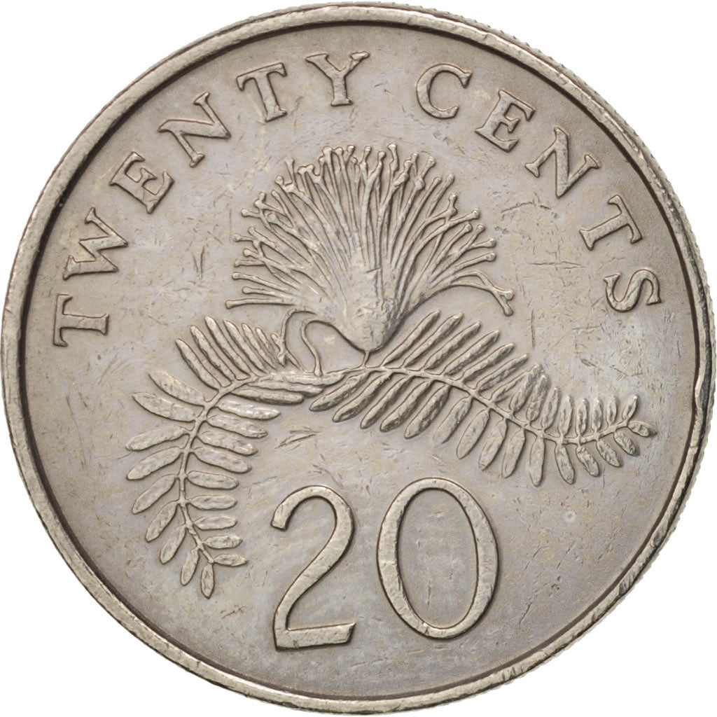 Coin, Singapore, 20 Cents, 1988, British Royal Mint, EF(40-45), Copper-nickel