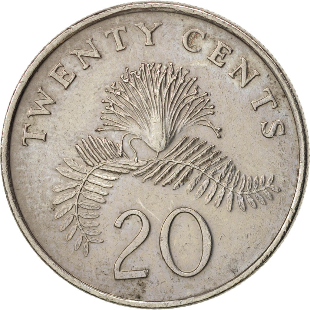Coin, Singapore, 20 Cents, 1997, Singapore Mint, EF(40-45), Copper-nickel