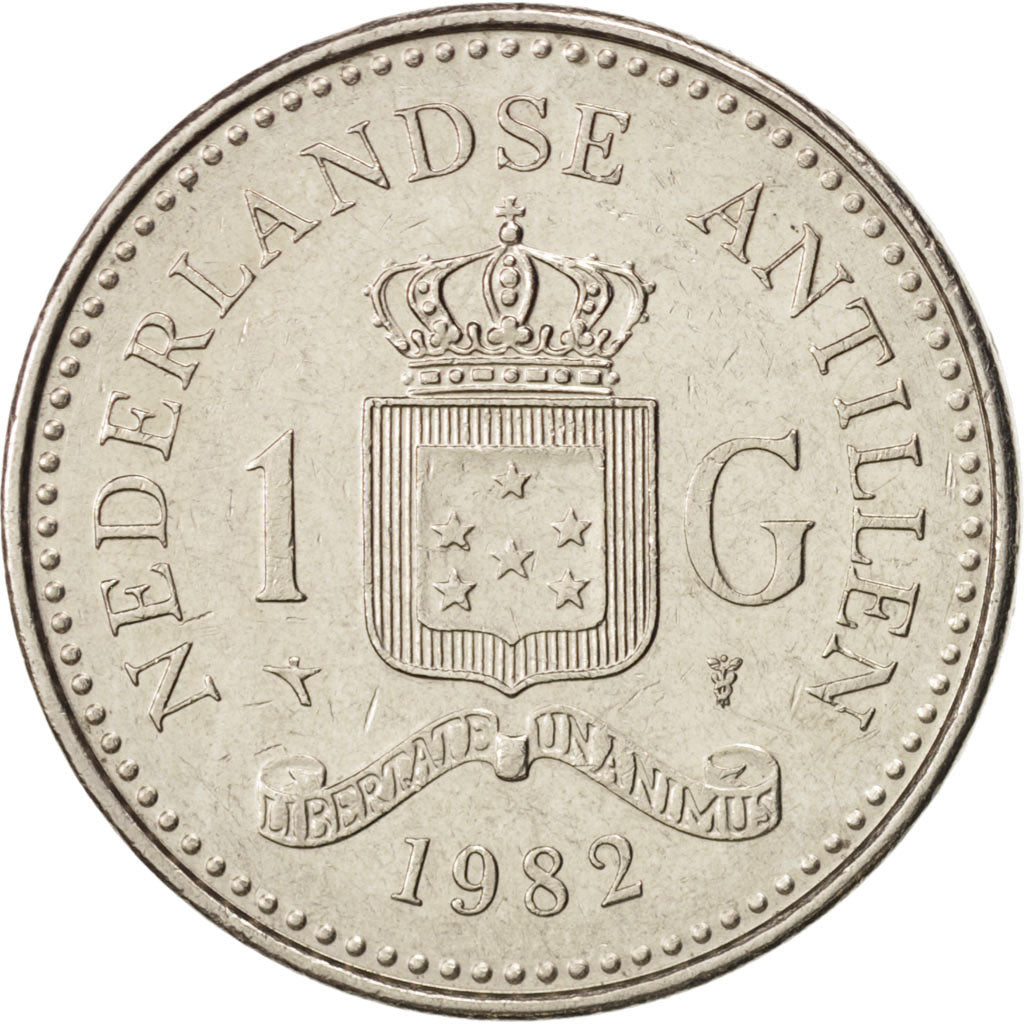 Coin, Netherlands Antilles, Beatrix, Gulden, 1982, EF(40-45), Nickel, KM:24
