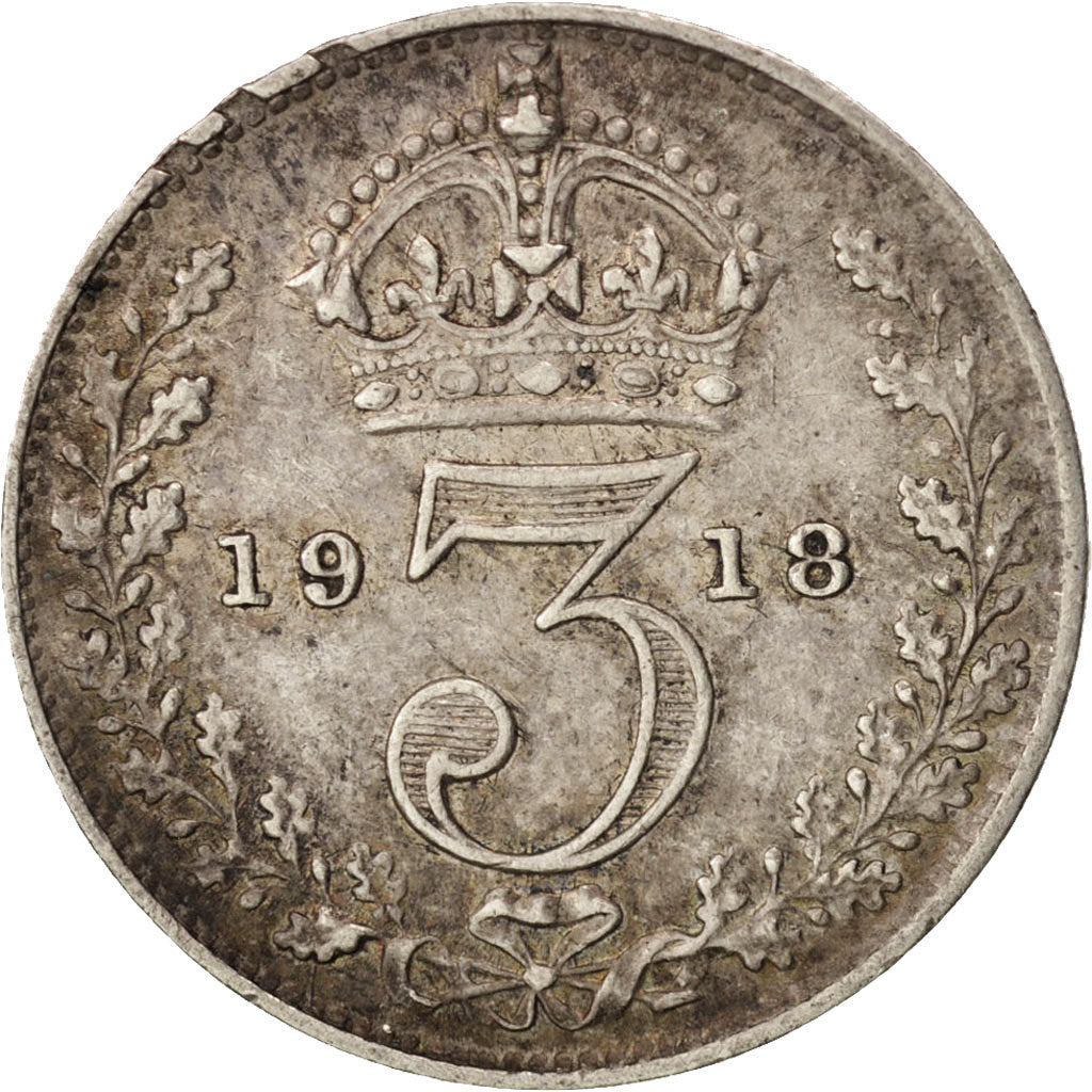 Coin, Great Britain, George V, 3 Pence, 1918, EF(40-45), Silver, KM:813
