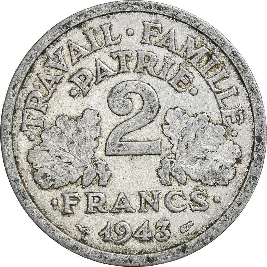 Moeda, França, 2 Francs, 1943