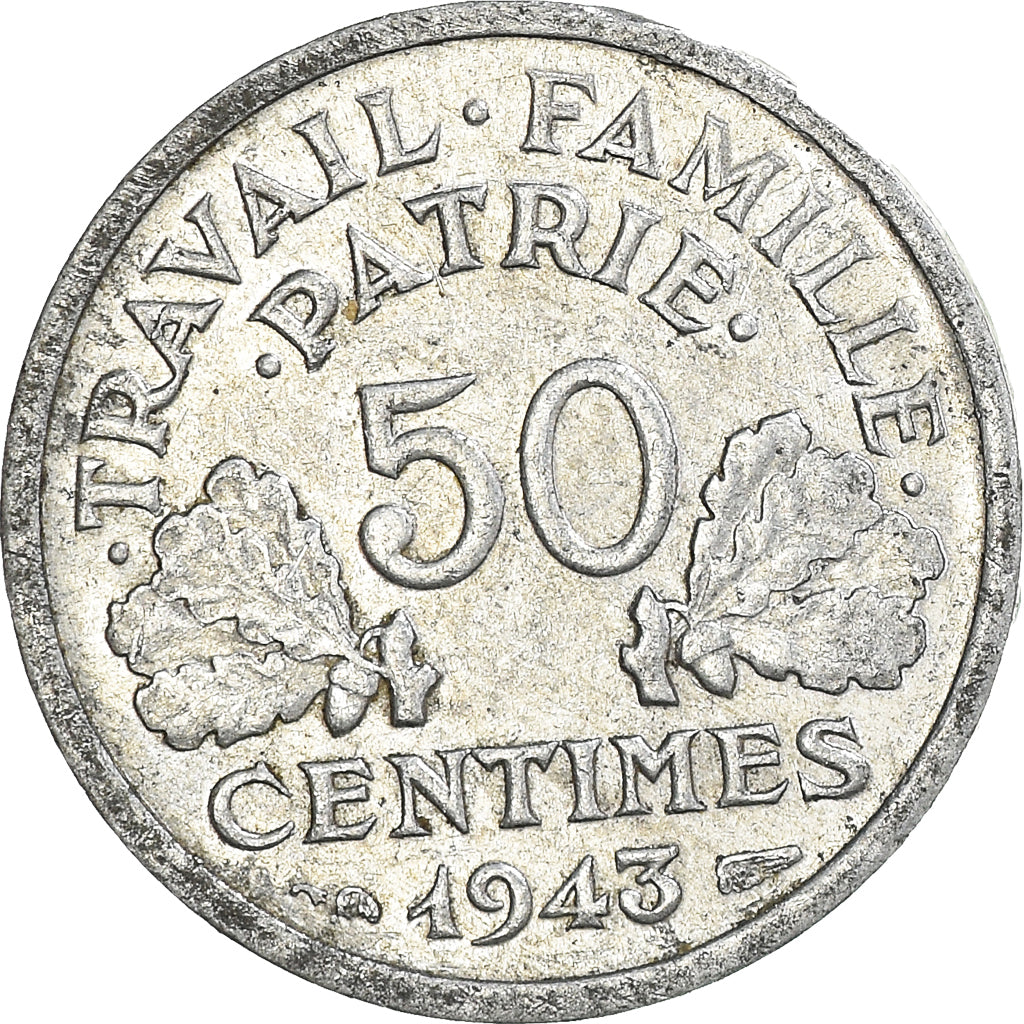 Monnaie, France, 50 Centimes, 1943