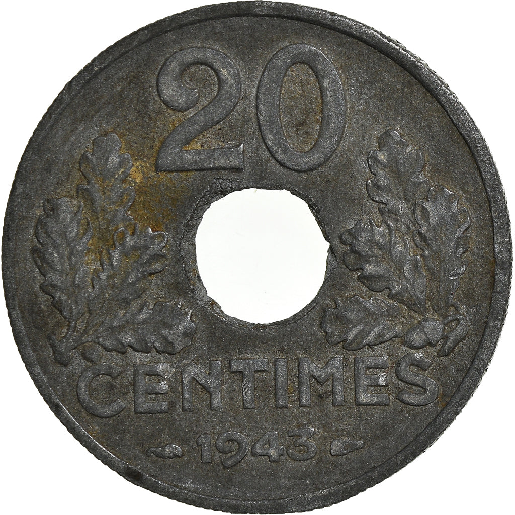 Moneda, Francia, 20 Centimes, 1943