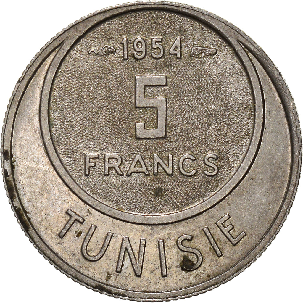 Moneta, Tunisia, 5 Francs, 1954