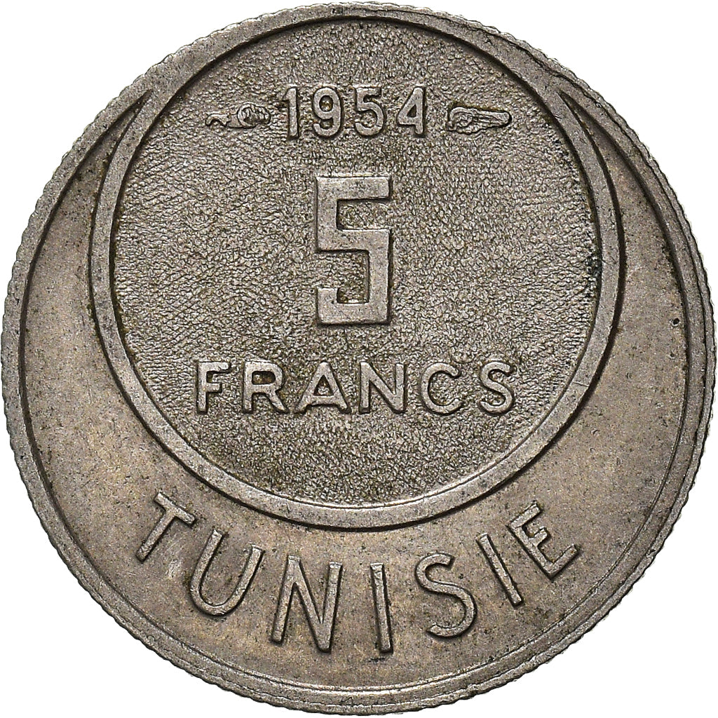 Moneta, Tunisia, 5 Francs, 1954