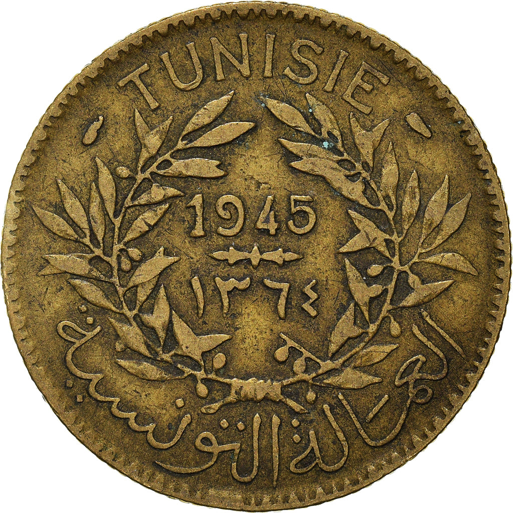Moneta, Tunisia, 2 Francs, 1945
