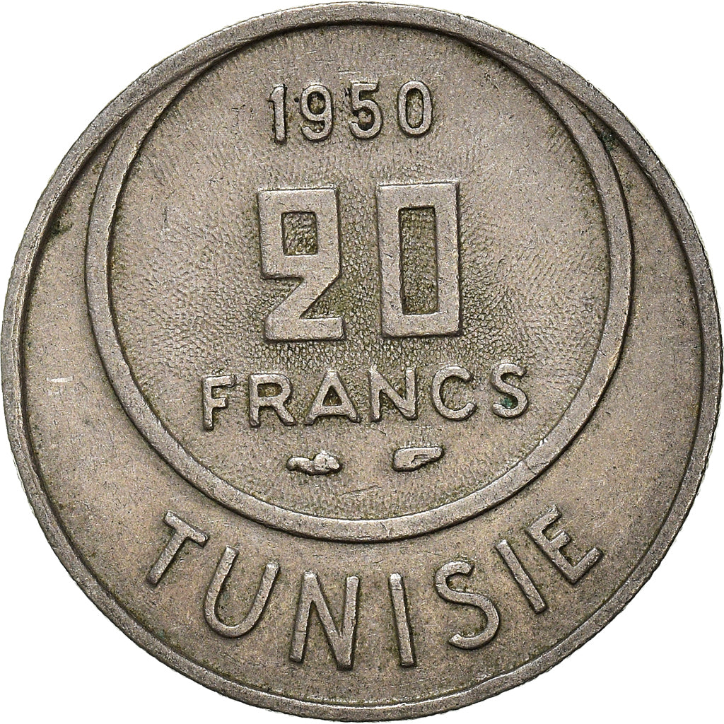 Moeda, Tunísia, 20 Francs, 1950