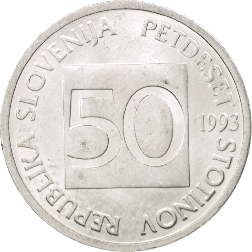 Coin, Slovenia, 50 Stotinov, 1993, MS(63), Aluminum, KM:3