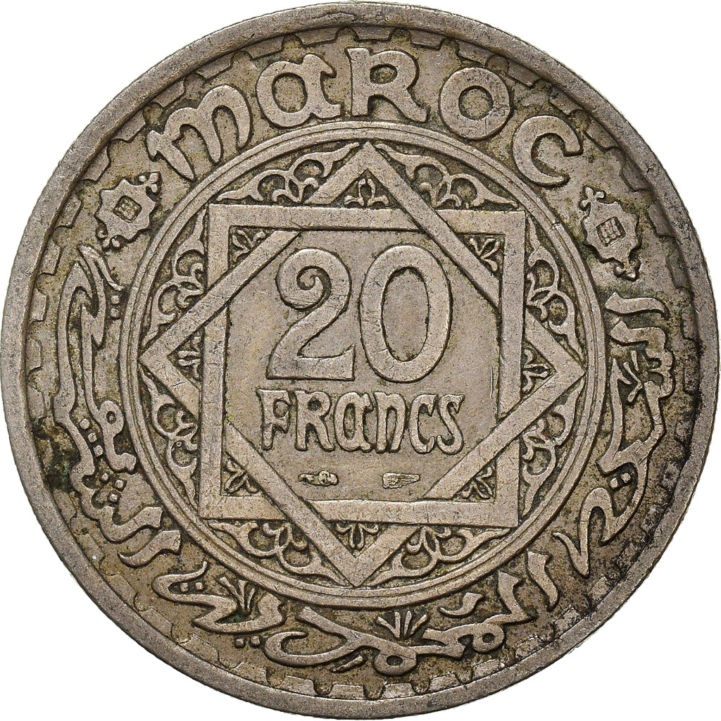Moeda, Marrocos, 20 Francs, 1366