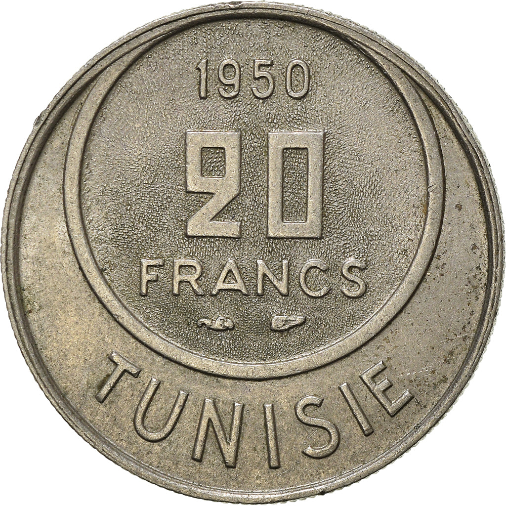 Moneta, Tunisia, 20 Francs, 1950