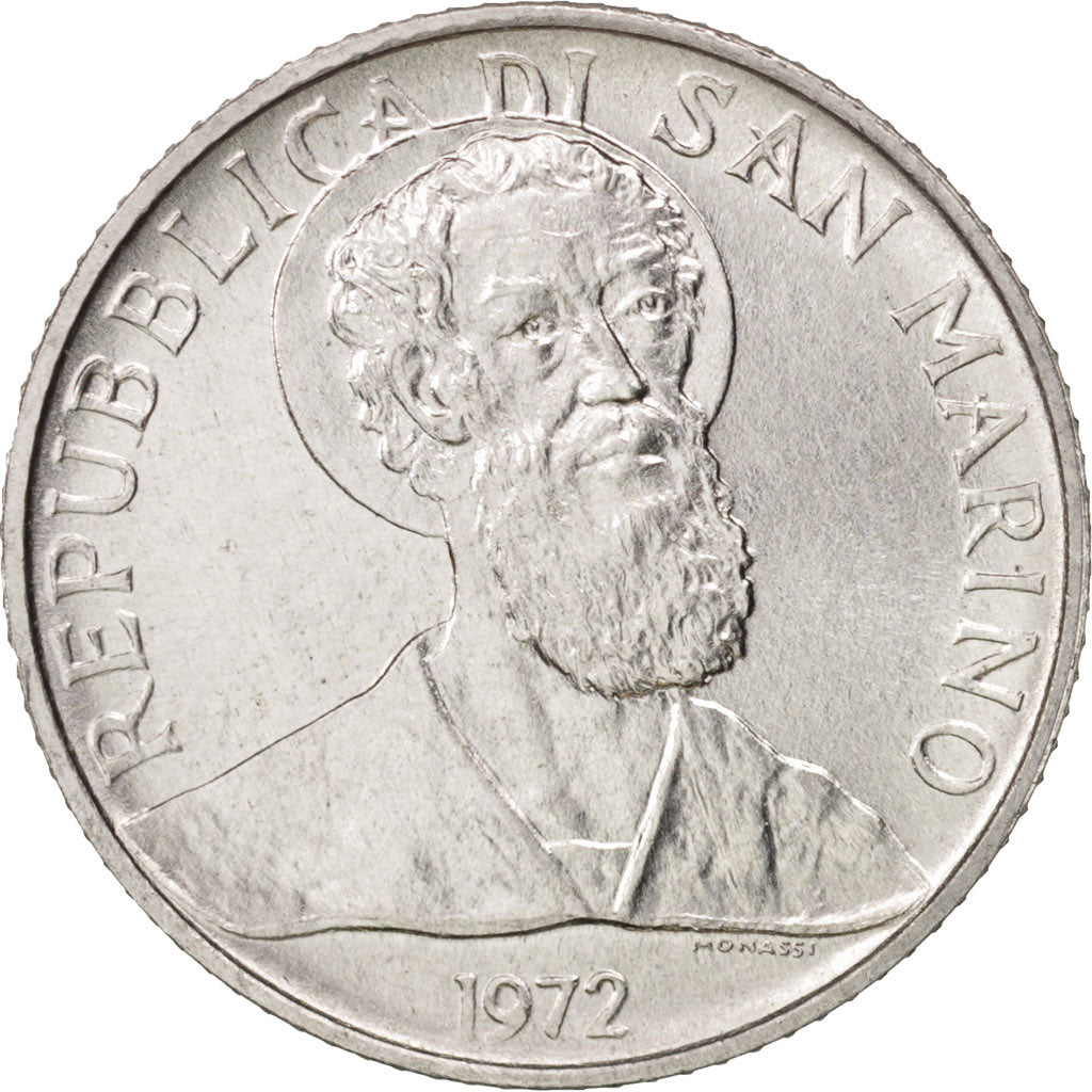 Coin, San Marino, 2 Lire, 1972, Rome, MS(64), Aluminum, KM:15