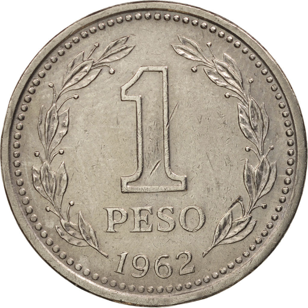 Moneta, Argentina, Peso, 1962, BB+, Acciaio ricoperto in nichel, KM:57