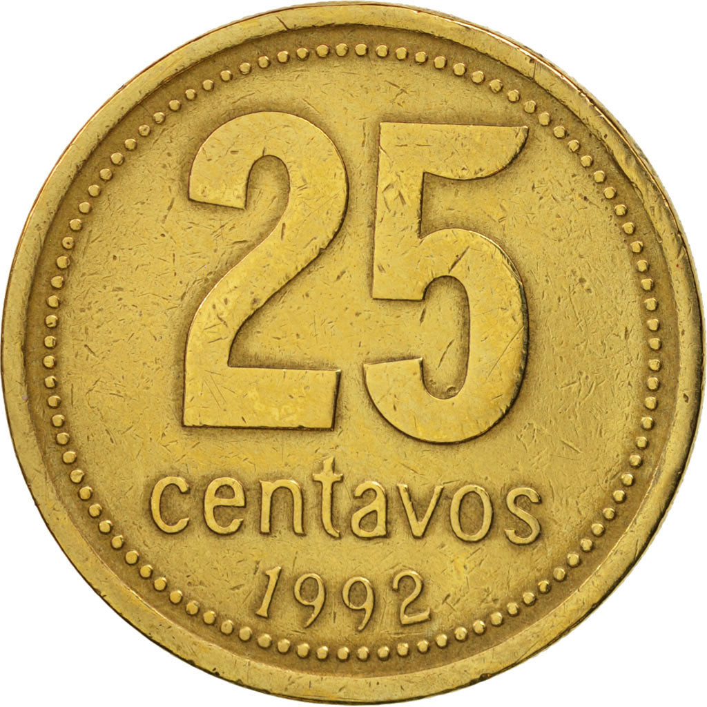 Moneta, Argentina, 25 Centavos, 1992, BB, Alluminio-bronzo, KM:110.1