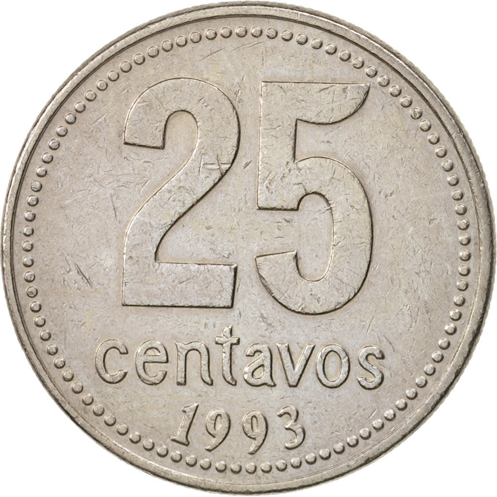 Moneta, Argentina, 25 Centavos, 1993, BB, Rame-nichel, KM:110a