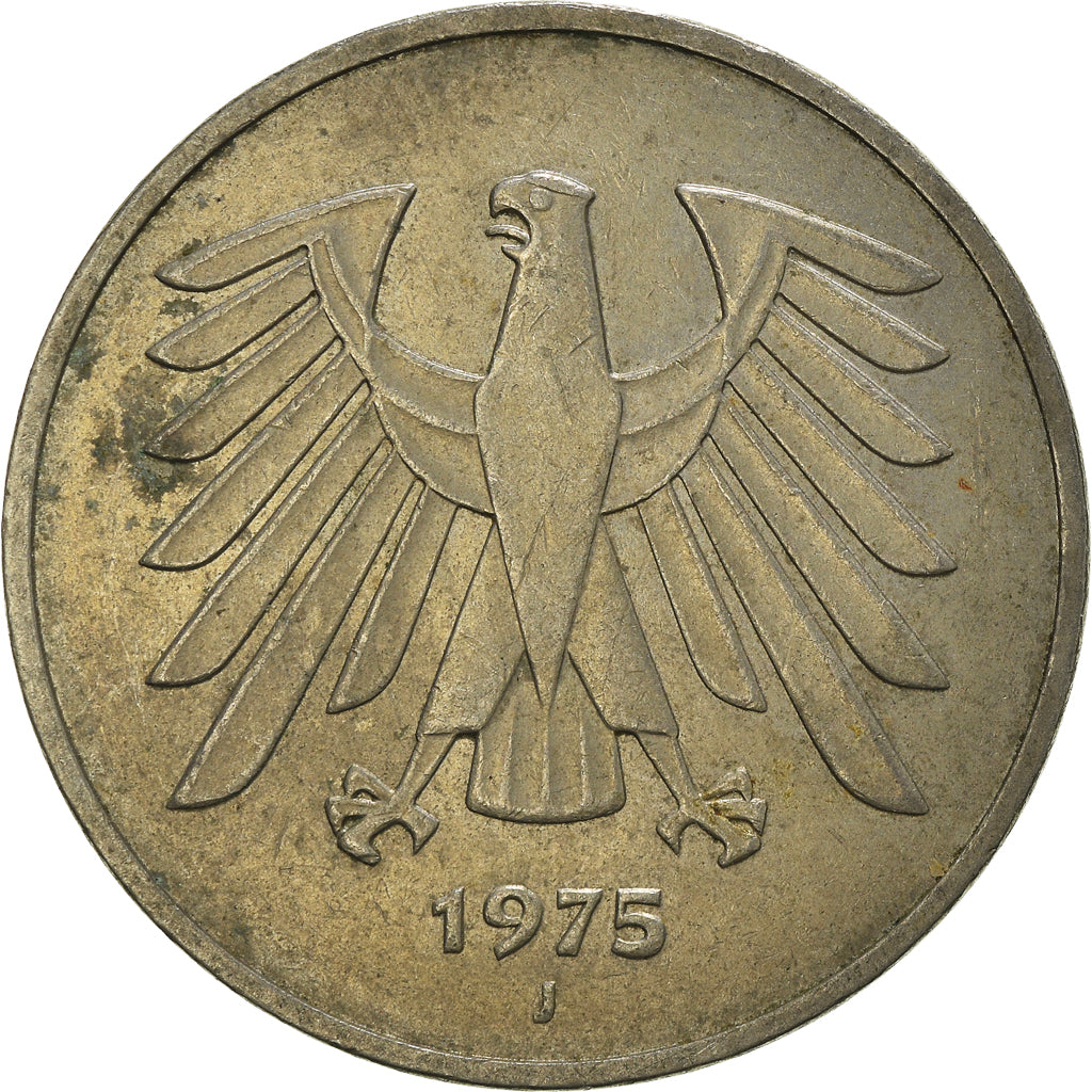 Moneta, GERMANIA - REPUBBLICA FEDERALE, 5 Mark, 1975