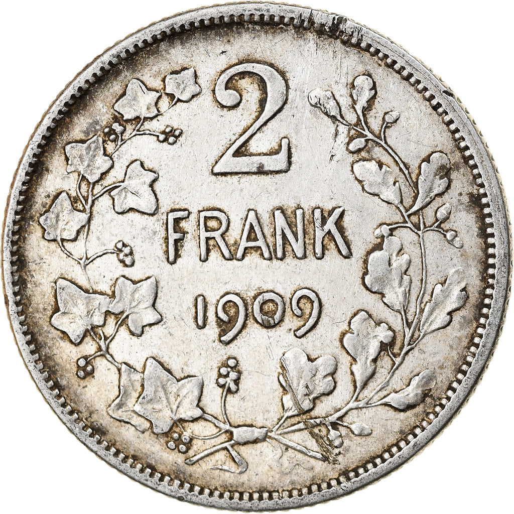 Munten, België, 2 Francs, 2 Frank, 1909, ZF, Zilver, KM:59