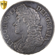 Gran Bretaña, James II, Crown, 1688, London, Plata, PCGS, Cleaned-AU Detail