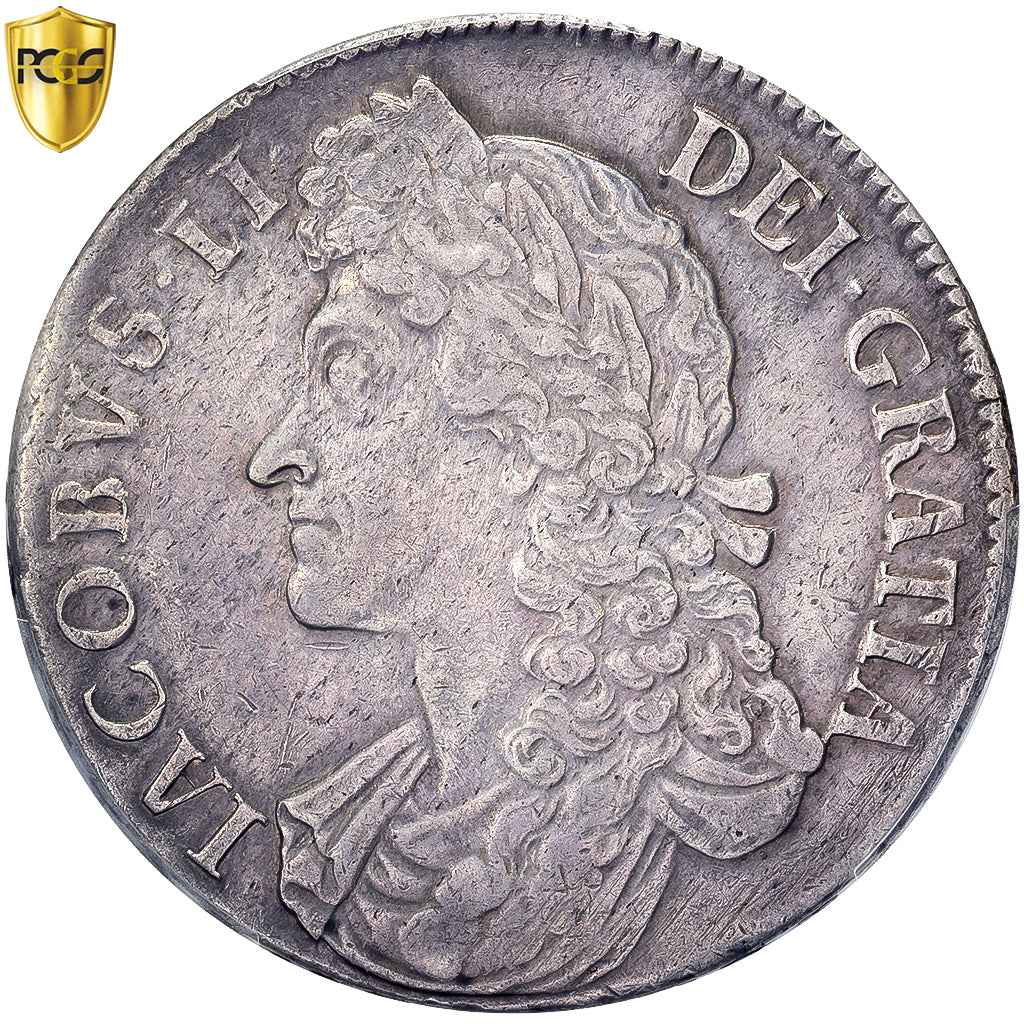 Gran Bretagna, James II, Crown, 1688, London, Argento, PCGS, Cleaned-AU Detail