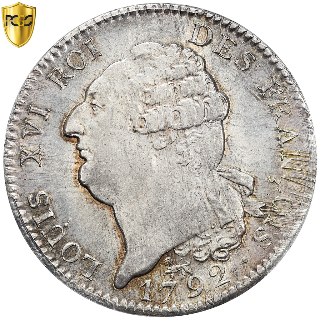 France, Louis XVI, Ecu de 6 Livres, 1792, Paris, Silver, PCGS, MS64, Gadoury:55