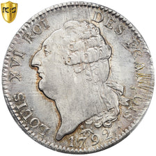 França, Louis XVI, Ecu de 6 Livres, 1792, Paris, Prata, PCGS, MS64, Gadoury:55