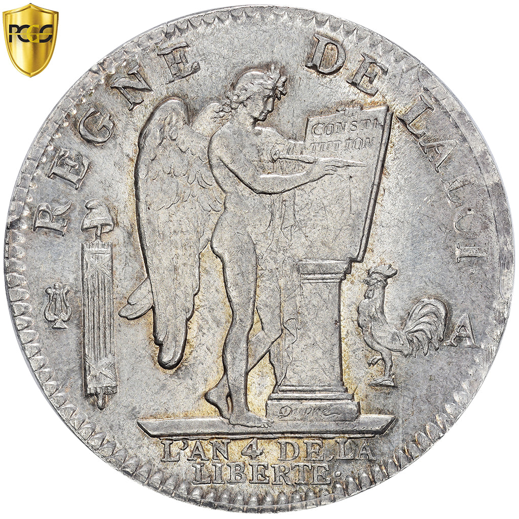 France, Louis XVI, Ecu de 6 Livres, 1792, Paris, Silver, PCGS, MS64, Gadoury:55