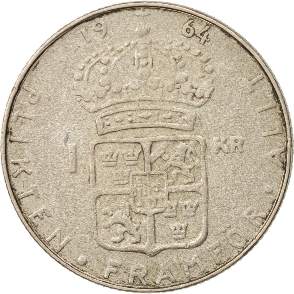 Coin, Sweden, Gustaf VI, Krona, 1964, EF(40-45), Silver, KM:826
