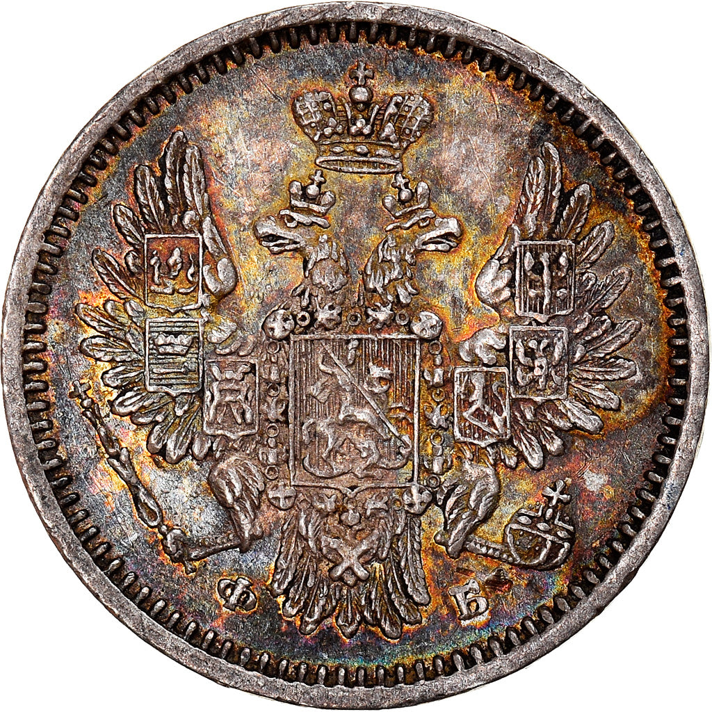 Münze, Russland, Nicholas I, 5 Kopeks, 1858, Saint-Petersburg, VZ+, Silber