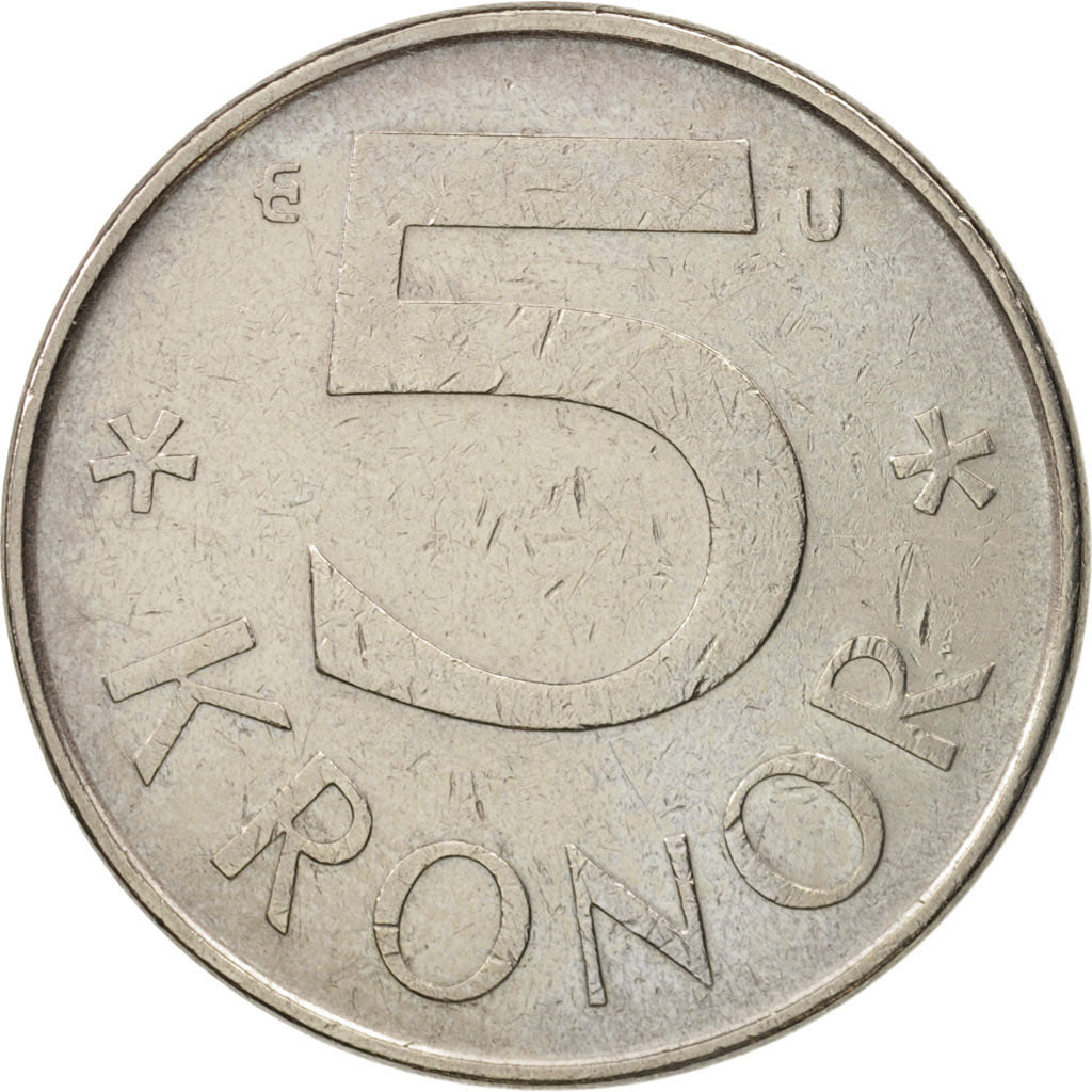 Moneta, Szwecja, Carl XVI Gustaf, 5 Kronor, 1985, EF(40-45), Miedź-Nikiel