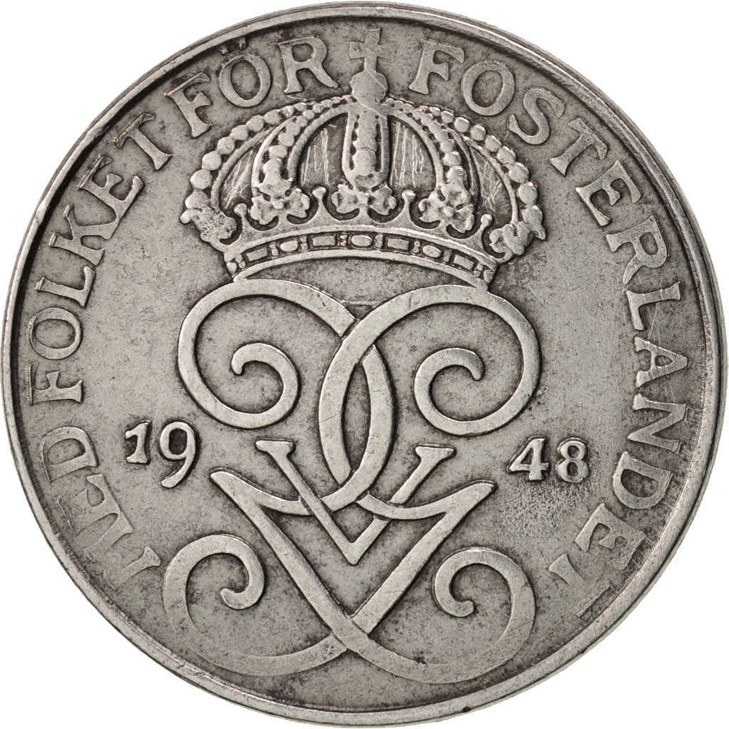 Moneda, Suecia, Gustaf V, Ore, 1948, MBC, Hierro, KM:810