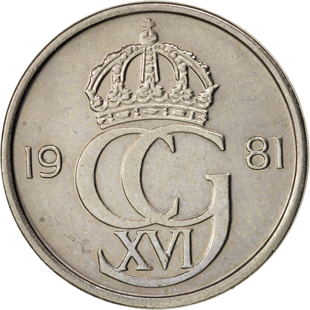 Coin, Sweden, Carl XVI Gustaf, 10 Öre, 1981, AU(55-58), Copper-nickel, KM:850