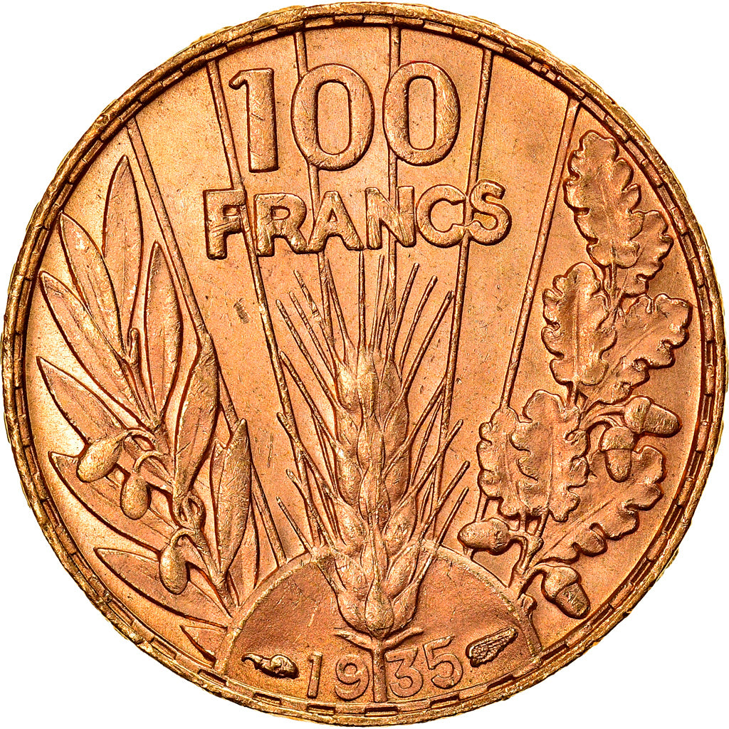 France, 100 Francs, Bazor, 1935, Paris, Gold, MS(60-62), Gadoury:1148, KM:880