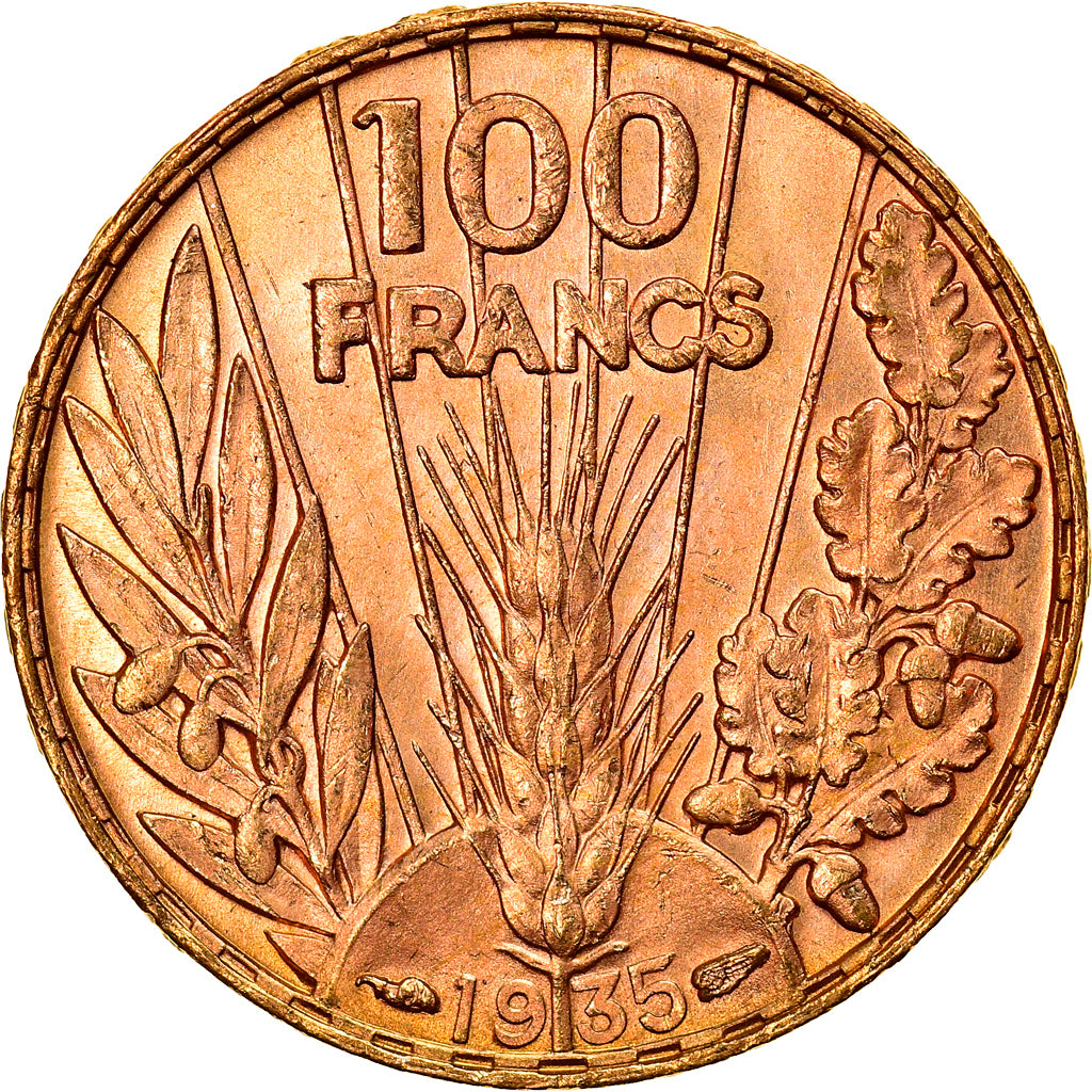 France, 100 Francs, Bazor, 1935, Paris, Gold, MS(60-62), Gadoury:1148, KM:880