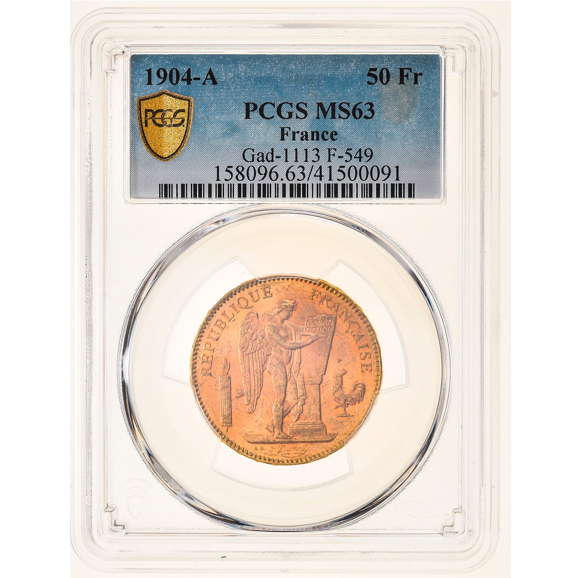 France, 50 Francs, Génie, 1904, Paris, Gold, PCGS, MS63, Gadoury:1113, KM:831