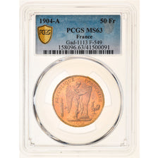 France, 50 Francs, Génie, 1904, Paris, Gold, PCGS, MS63, Gadoury:1113, KM:831