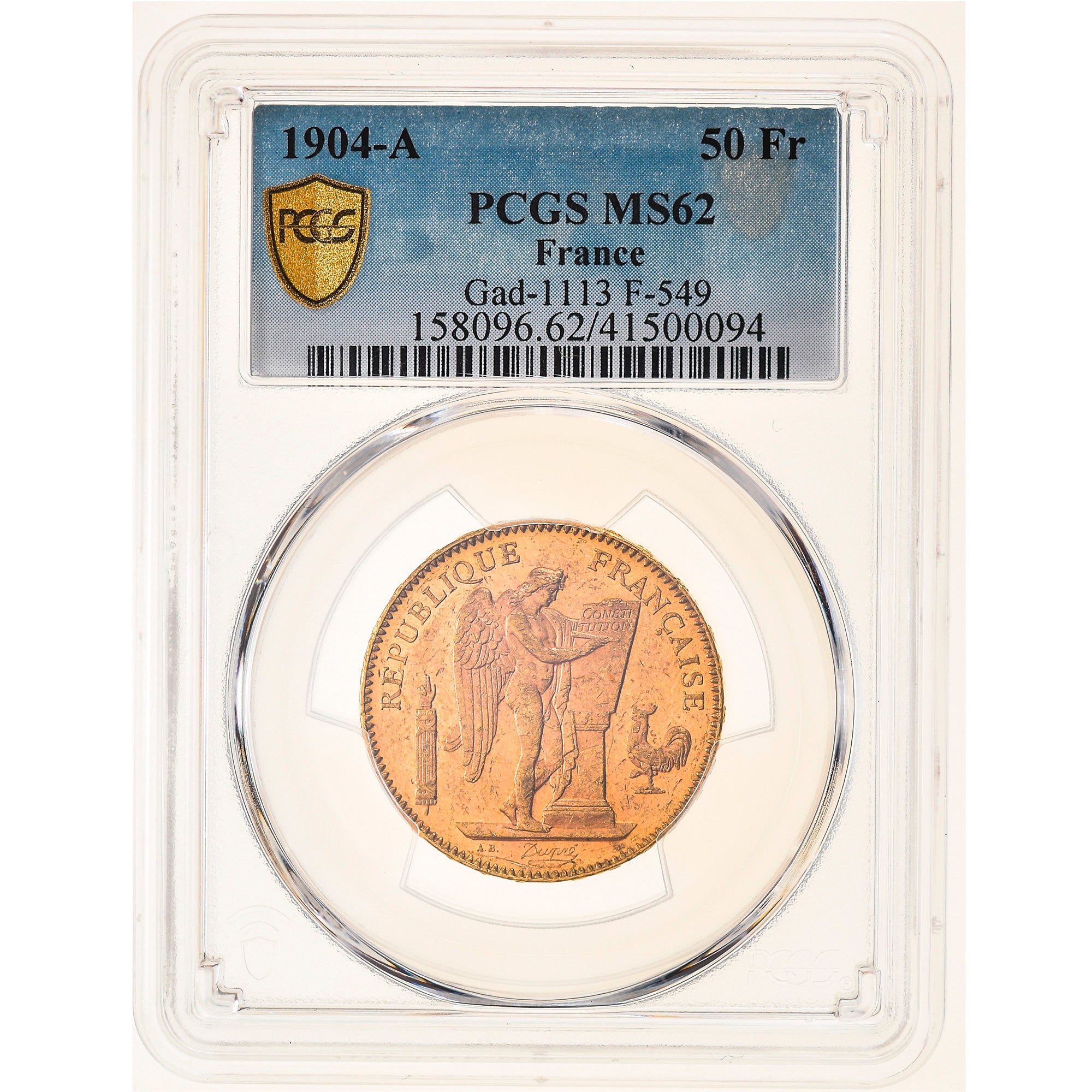 France, 50 Francs, Génie, 1904, Paris, Gold, PCGS, MS62, Gadoury:1113, KM:831
