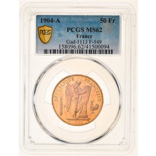 France, 50 Francs, Génie, 1904, Paris, Gold, PCGS, MS62, Gadoury:1113, KM:831