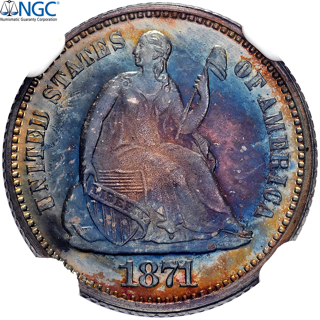 Vereinigte Staaten, Half Dime, Seated Liberty, 1871, Philadelphia, Cameo