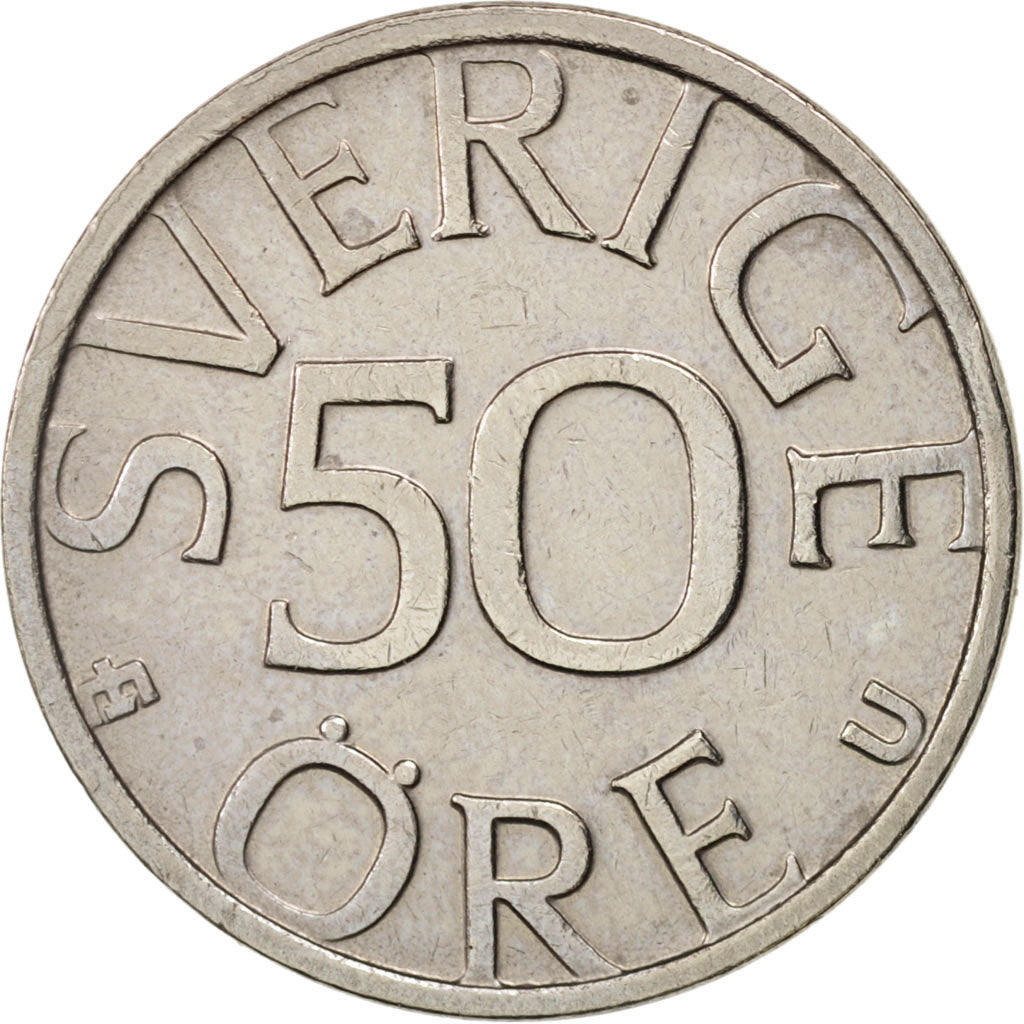 Coin, Sweden, Carl XVI Gustaf, 50 Öre, 1980, EF(40-45), Copper-nickel, KM:855