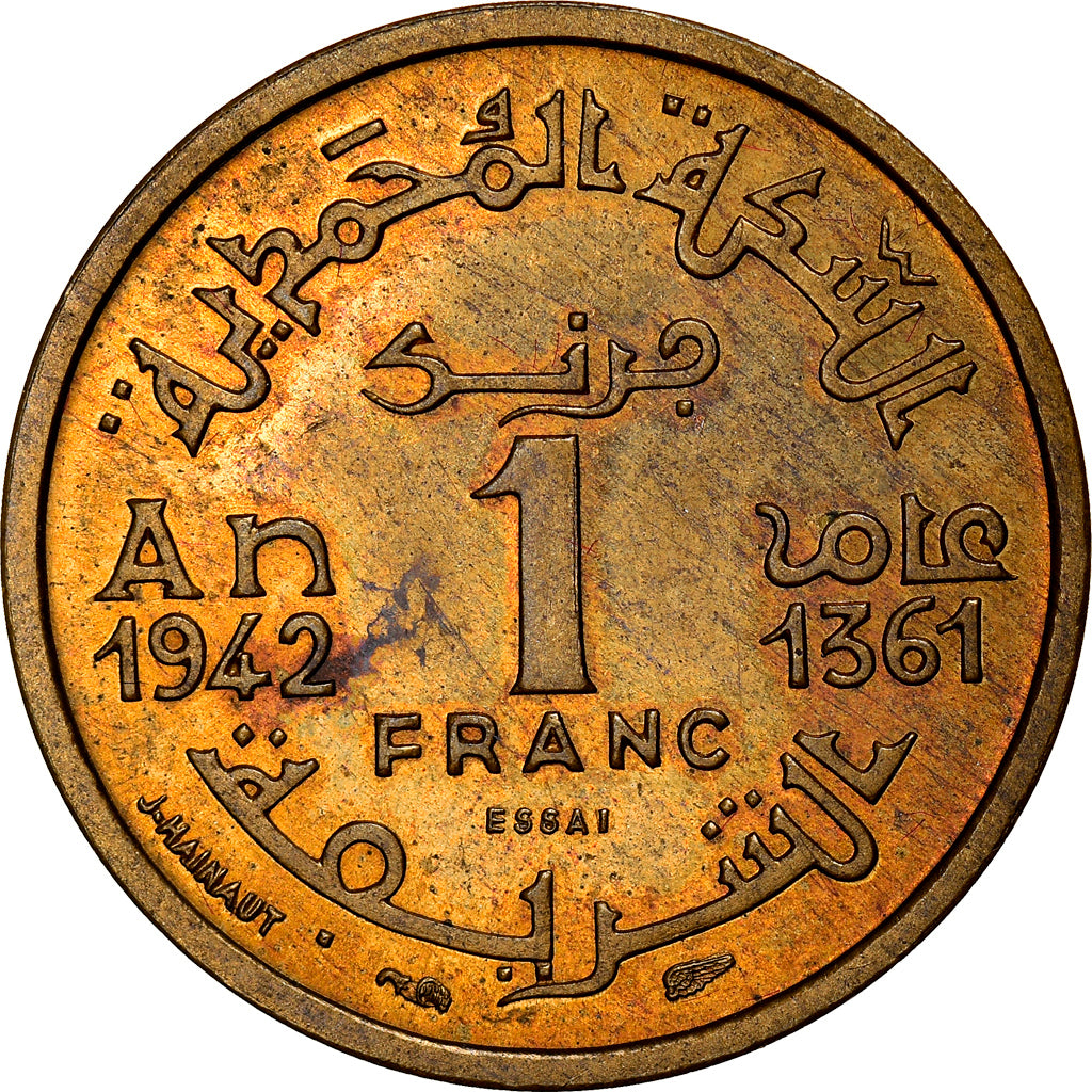 Monnaie, Maroc, Mohammed V, Franc, 1942/AH1361, Paris, ESSAI, SPL