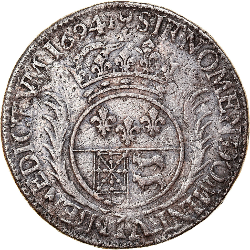 France, Louis XIV, Ecu de Béarn aux palmes, 1694, Pau, Réformé, Argent, TB+