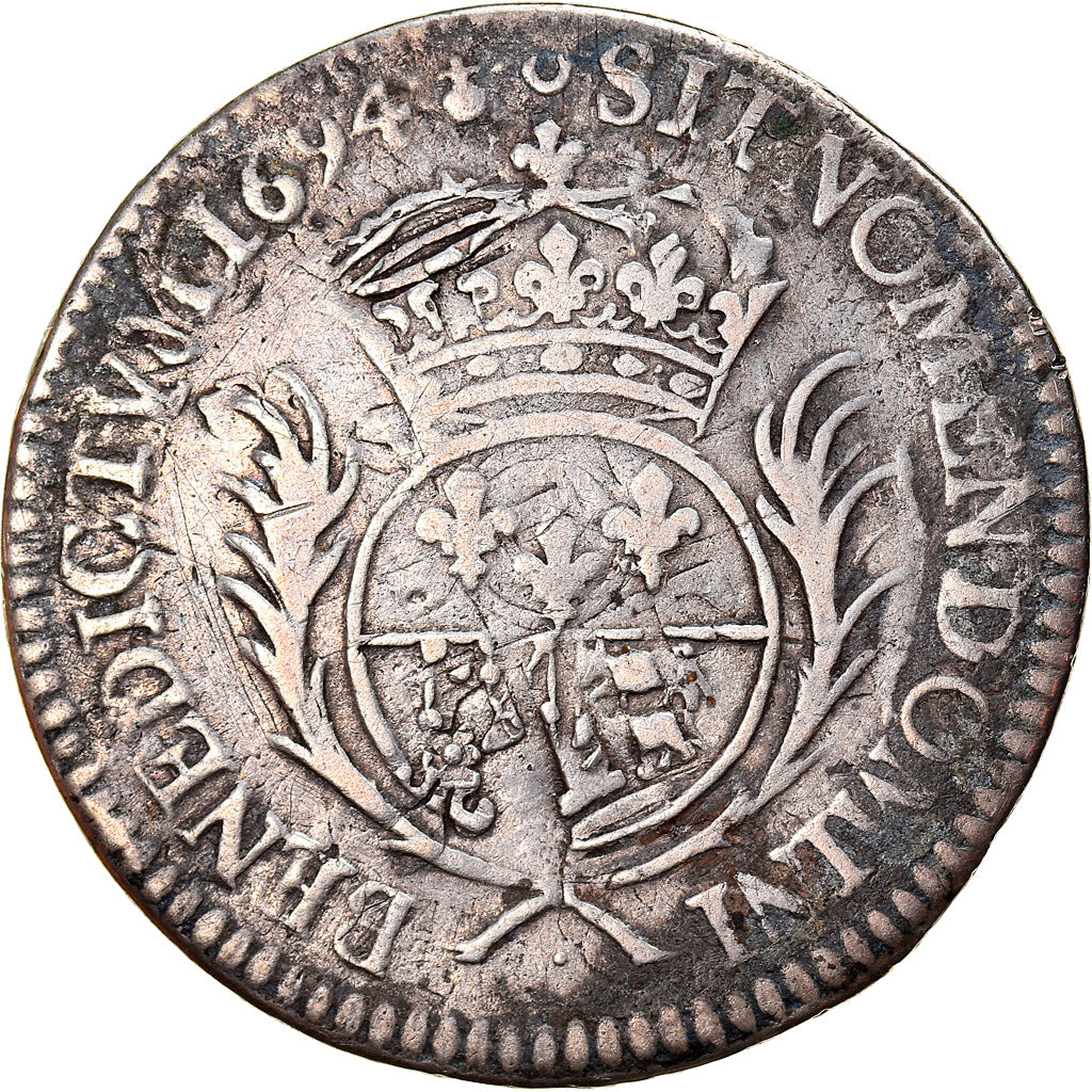 Frankrijk, Louis XIV, 1/2 Écu de Béarn aux palmes, 1694, Pau, reformed