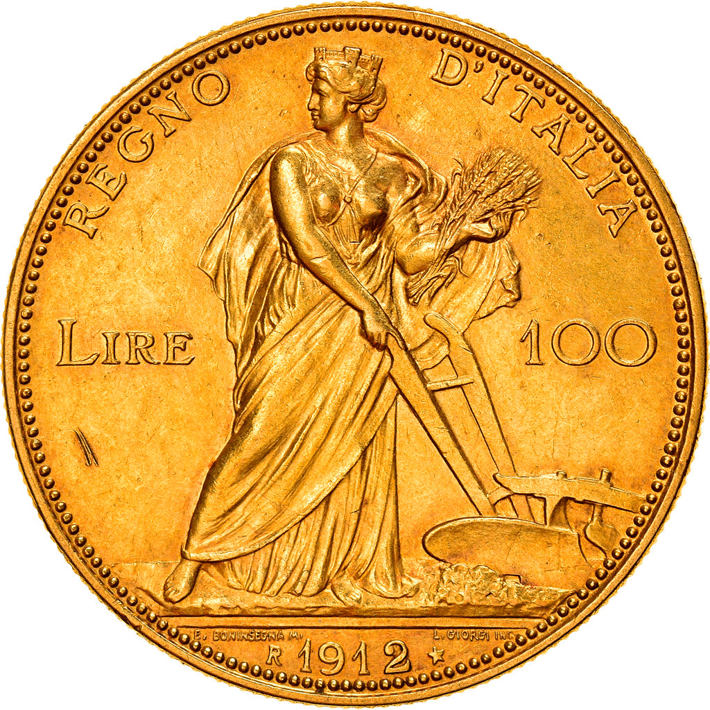 Italia, Vittorio Emanuele III, 100 Lire, 1912, Rome, Very rare, Oro, SPL, KM:50