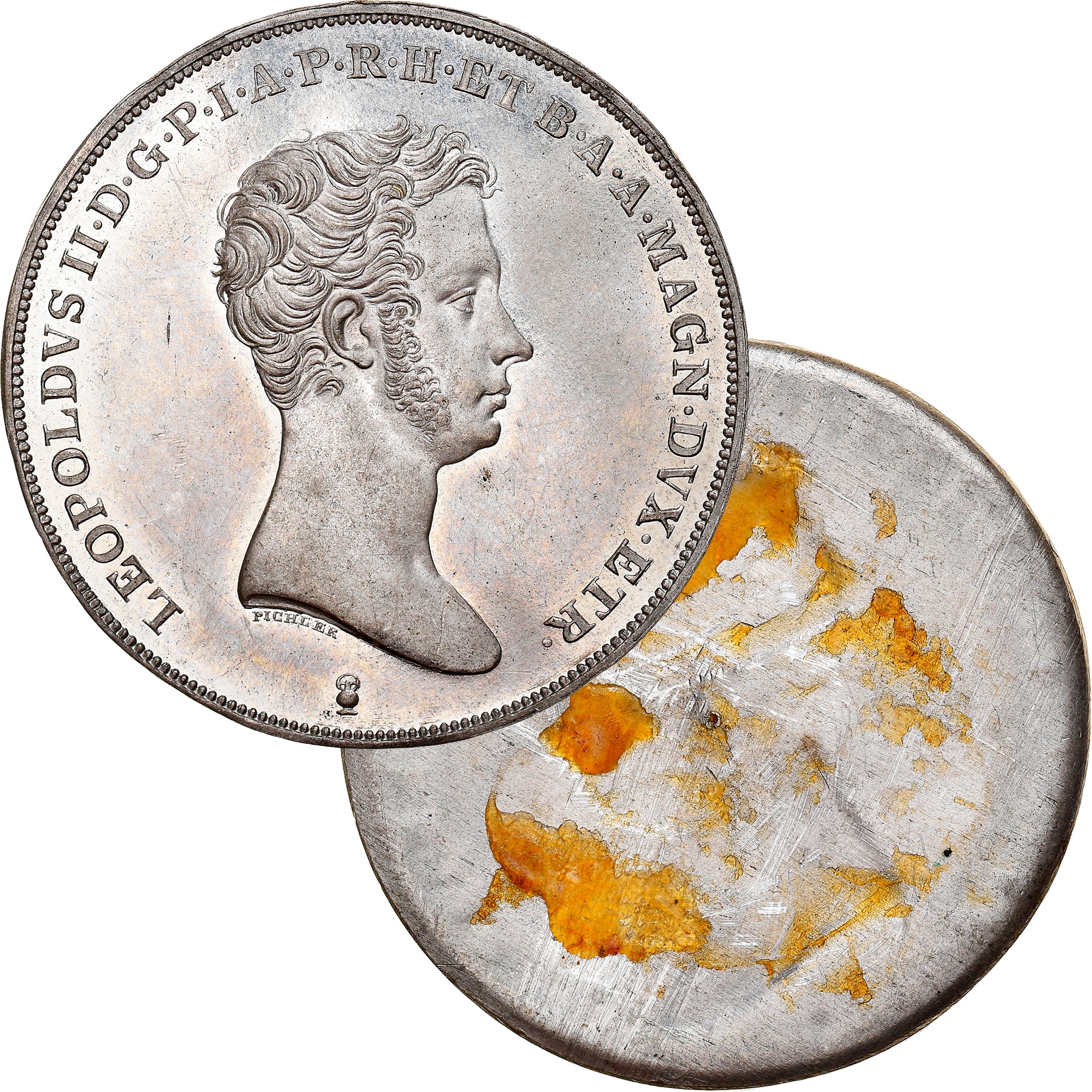 Grand Duchy of Tuscany, Leopold II, Francescone, 1833, Pair of uniface Patterns