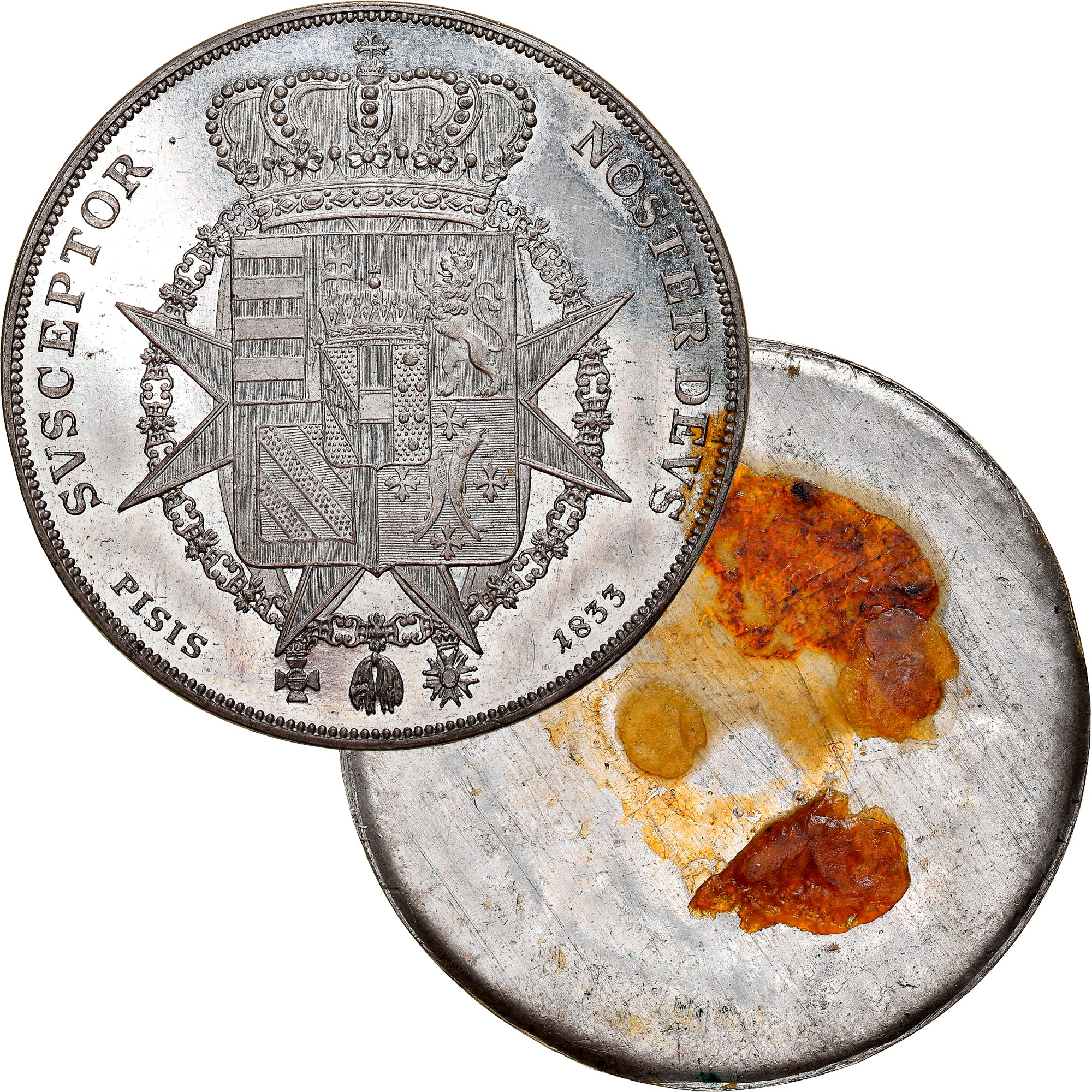 Grand Duchy of Tuscany, Leopold II, Francescone, 1833, Pair of uniface Patterns