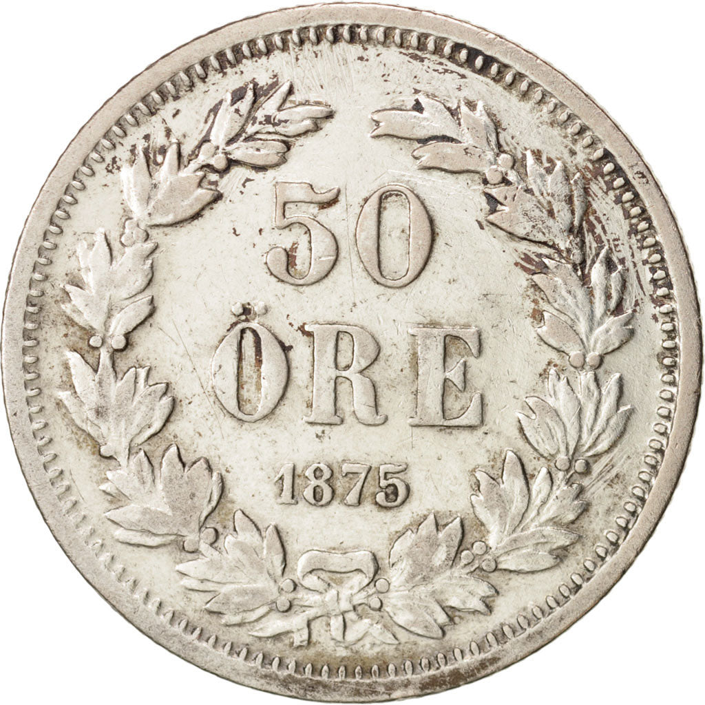 Coin, Sweden, Oscar II, 50 Öre, 1875, VF(30-35), Silver, KM:740