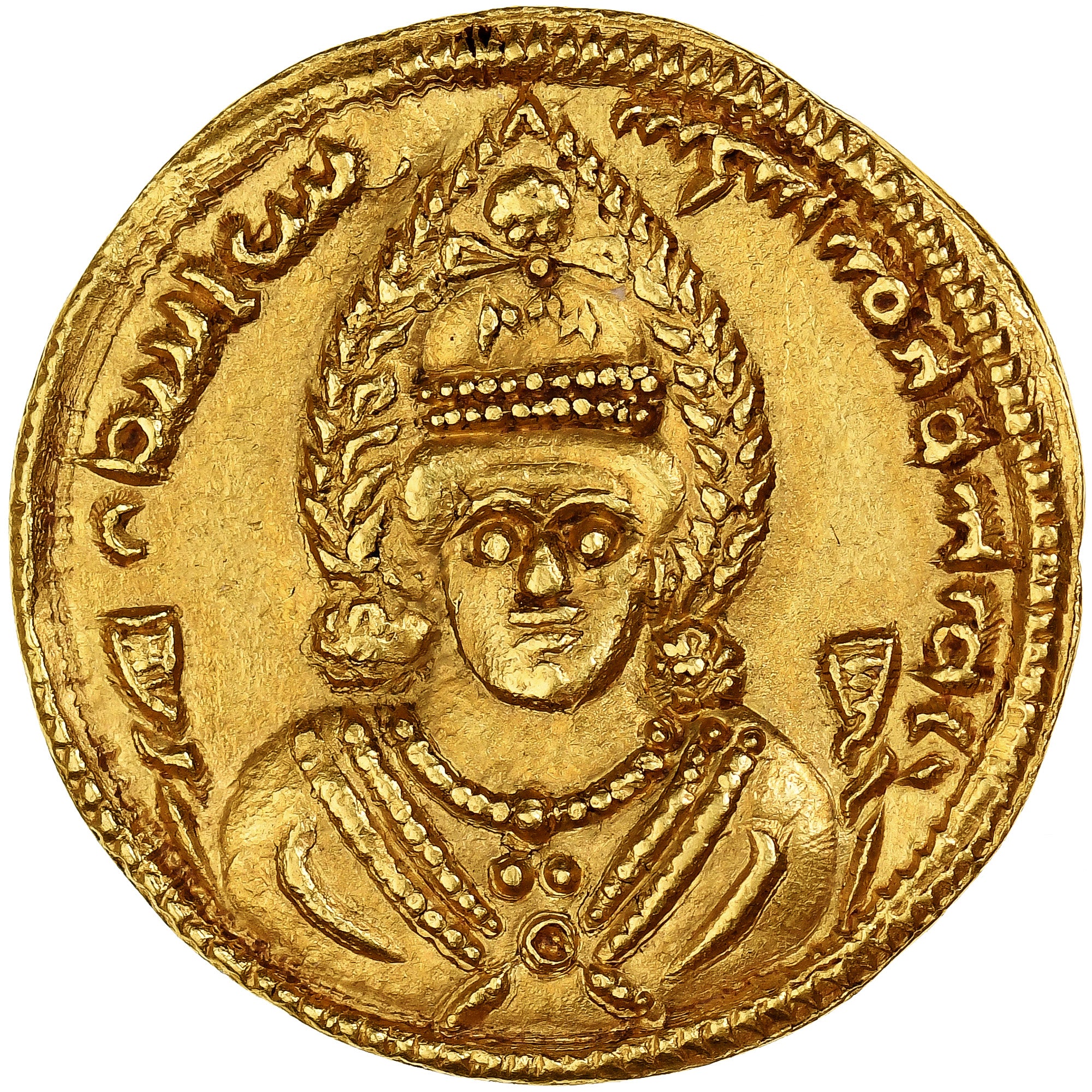 Sasanian Kings, Khusrau II, Dinar, RY 21 (610/611), Gold, NGC, Ch AU