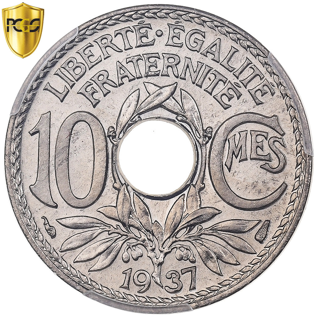 Francia, 10 Centimes, Lindauer, 1937, Paris, Rame-nichel, PCGS, MS67