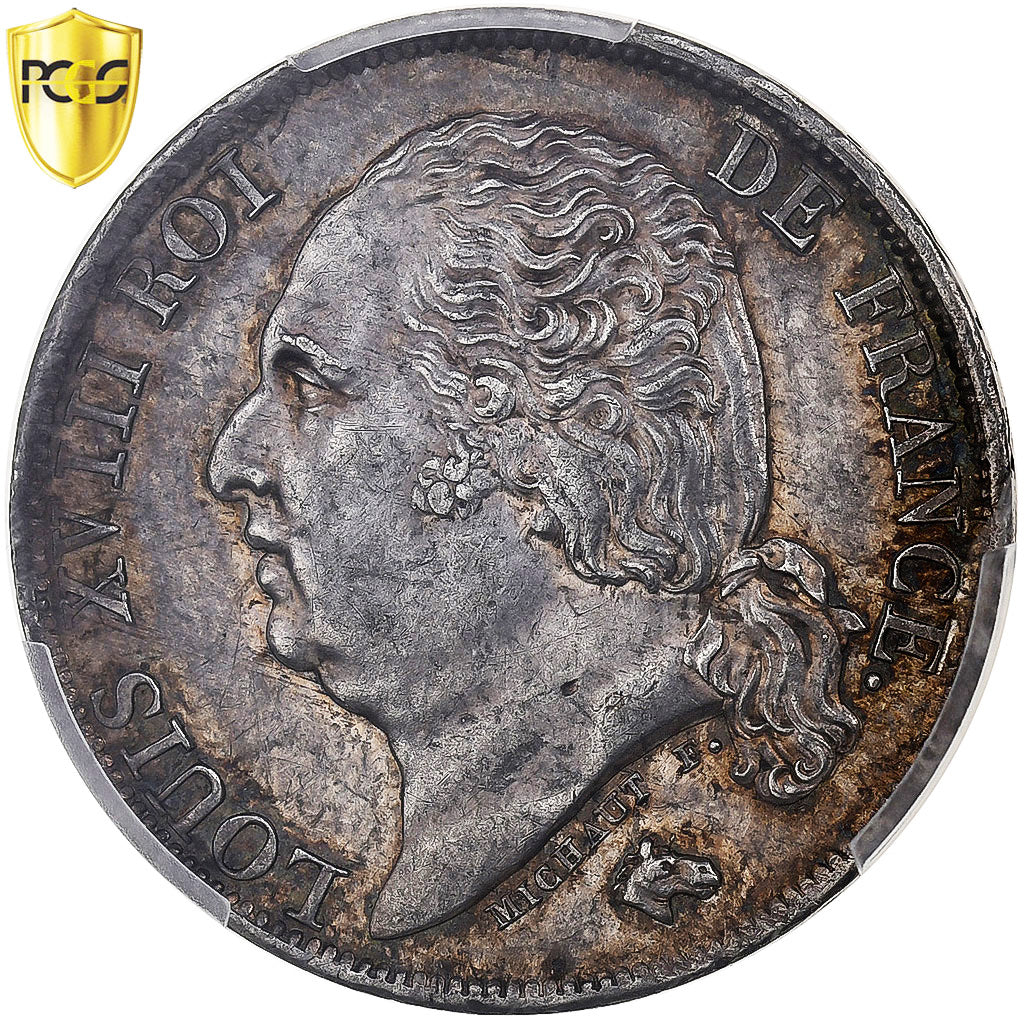 Francia, Louis XVIII, 1 Franc, 1817, Paris, Argento, PCGS, MS62, Gadoury:449