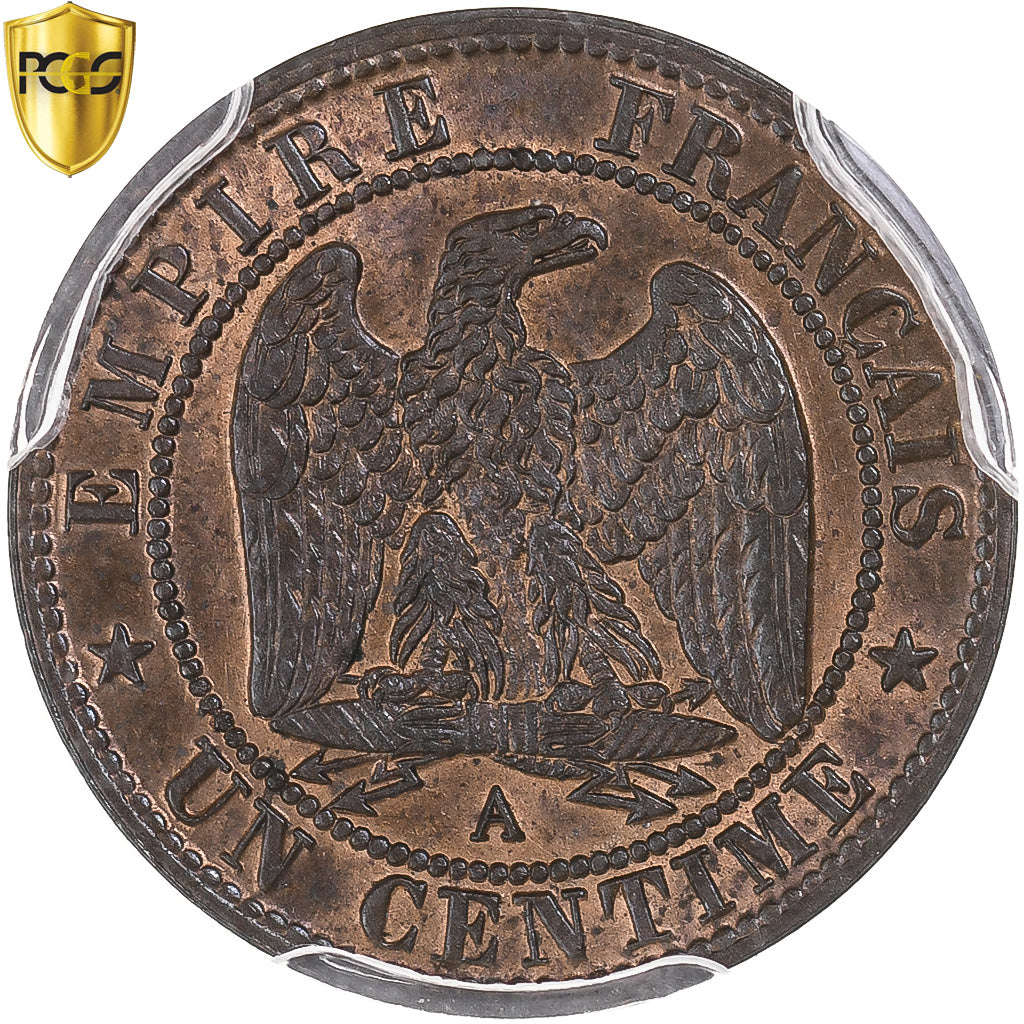 France, Napoleon III, 1 Centime, 1870, Paris, Bronze, PCGS, MS64RB, Gadoury:87
